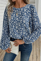 Blue Ditsy Floral Top - Deadwood South Boutique & Company LLC