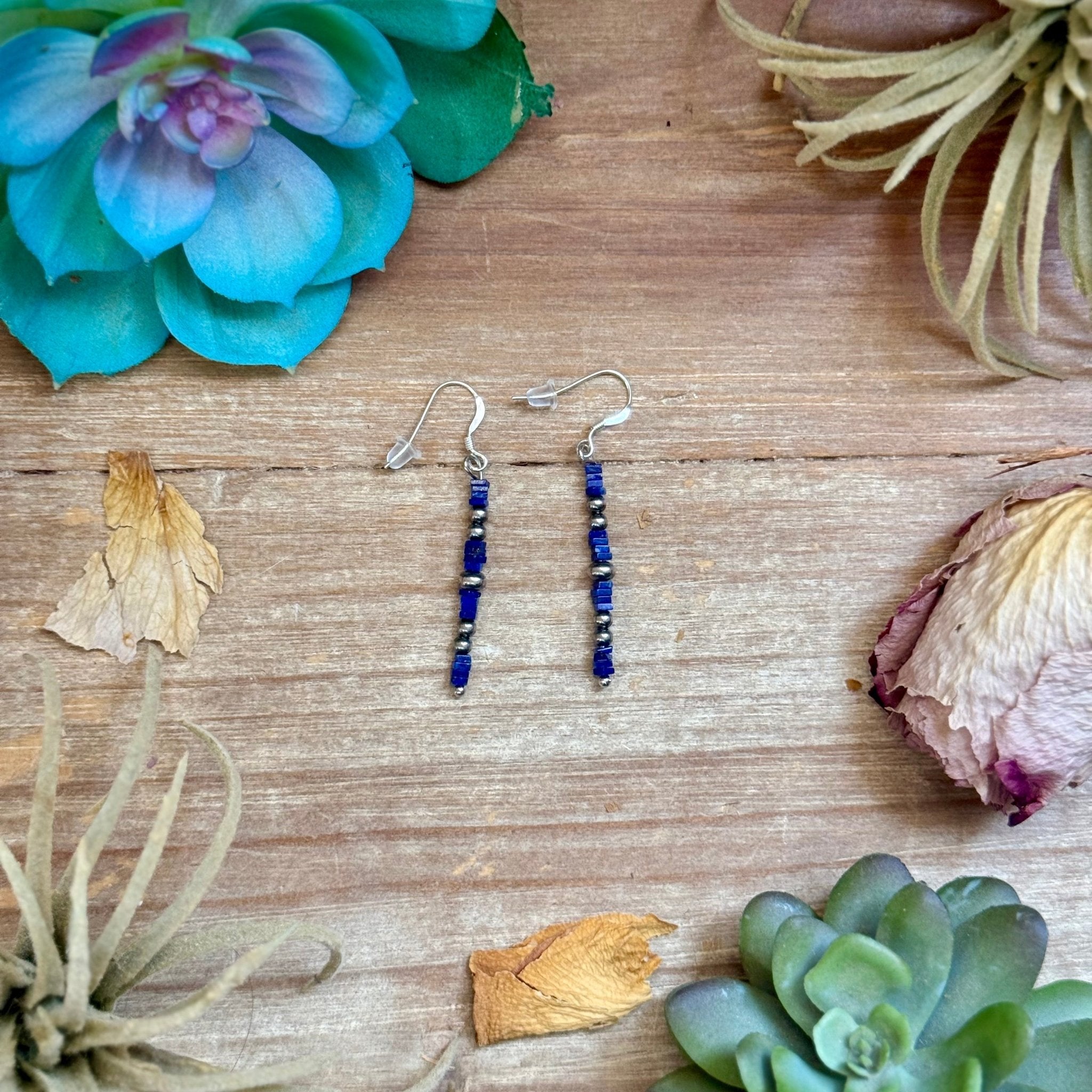 Blue Lapis Cube Dangle Earrings - Deadwood South Boutique & Company LLC