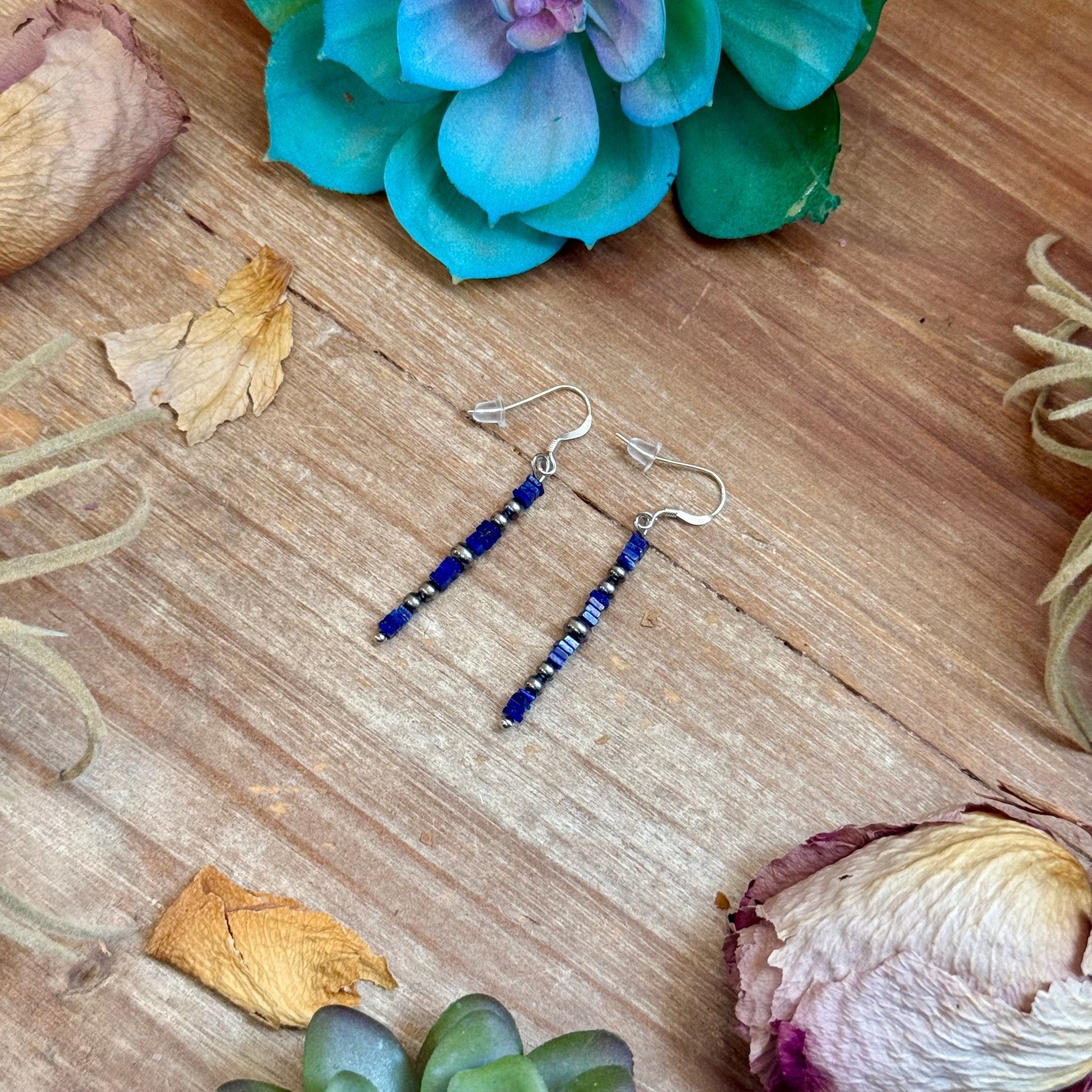 Blue Lapis Cube Dangle Earrings - Deadwood South Boutique & Company LLC