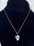 Blue Porcelain Heart Necklace - Deadwood South Boutique & Company LLC
