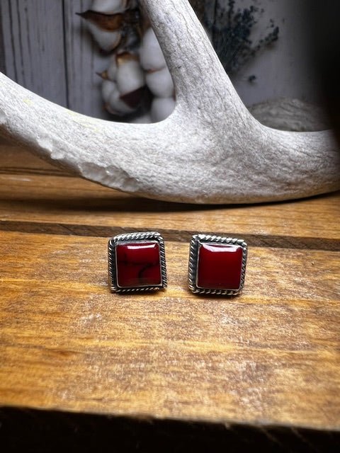 BoHo Sol Red Jasper Stud Earrings - Deadwood South Boutique & Company LLC