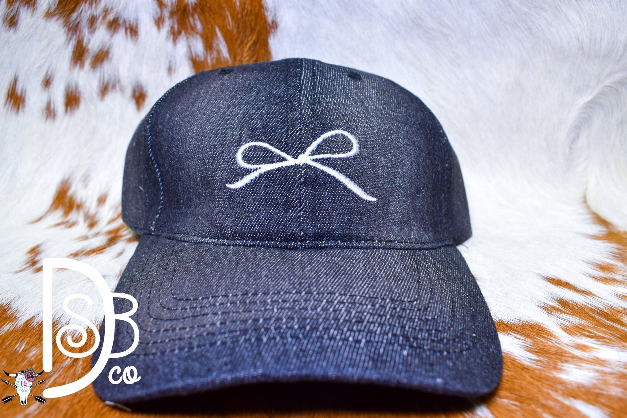 Bow Embroidered Denim Polo Cap - Deadwood South Boutique & Company LLC