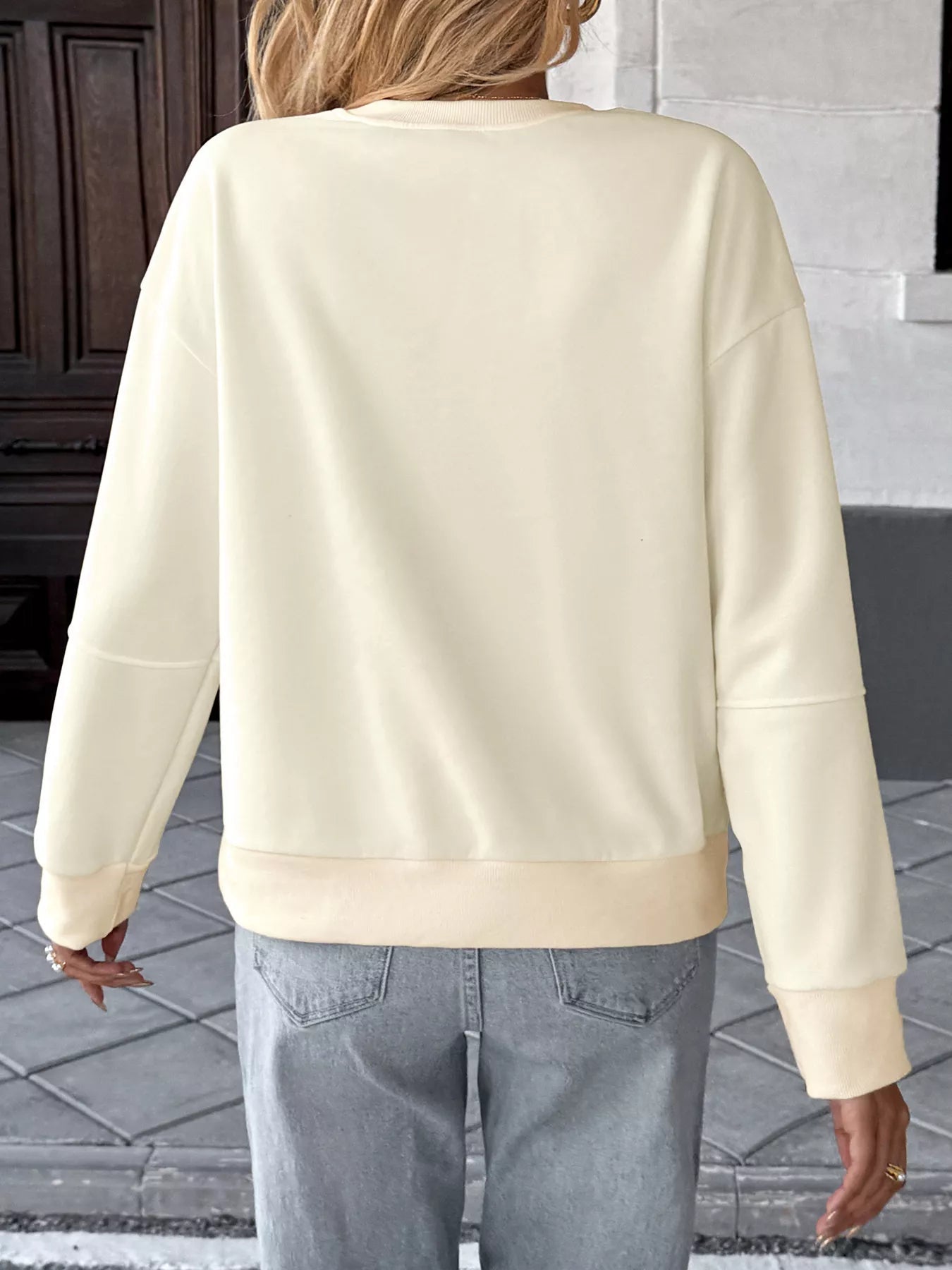 Bow Round Neck Dropped Shoulder Sweatshirt - Deadwood South Boutique & Company LLC