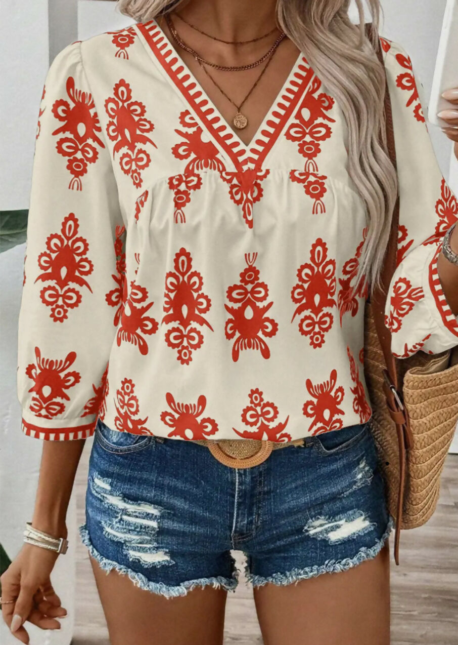 Ethnic Abstract Print Top-Tops & Tees-Vintage Cowgirl-Deadwood South Boutique, Women's Fashion Boutique in Henderson, TX