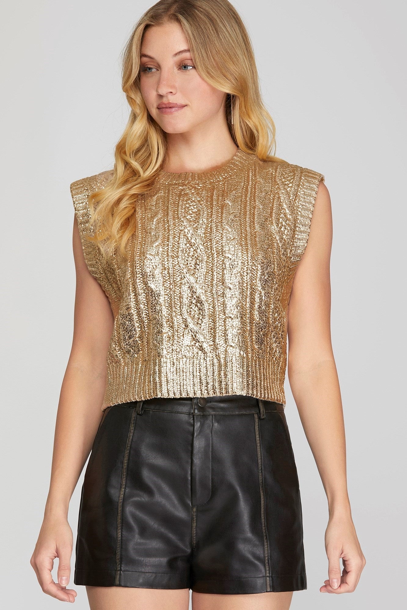 Cable Knit Metallic Sweater - Deadwood South Boutique & Company LLC