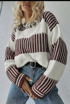 Callie Two Tone Striped Sweater - Deadwood South Boutique & Company LLC