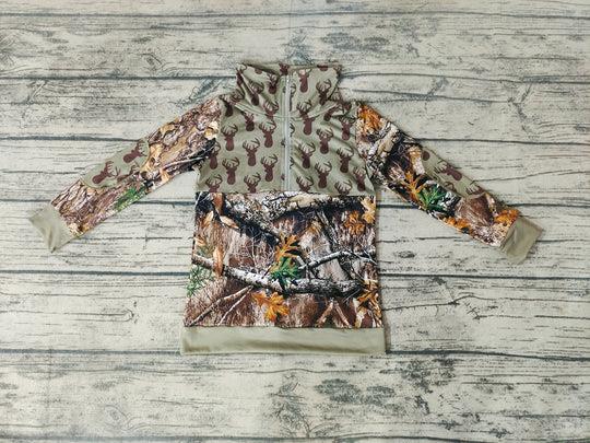 Camo Deer Zip Up Pullover-childrens-Deadwood South Boutique & Company LLC-Deadwood South Boutique, Women's Fashion Boutique in Henderson, TX