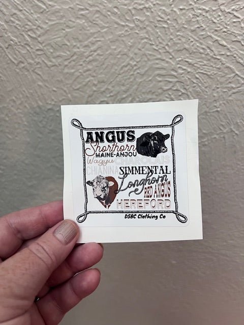 Cattle Breed Bandana Sticker - Deadwood South Boutique & Company LLC
