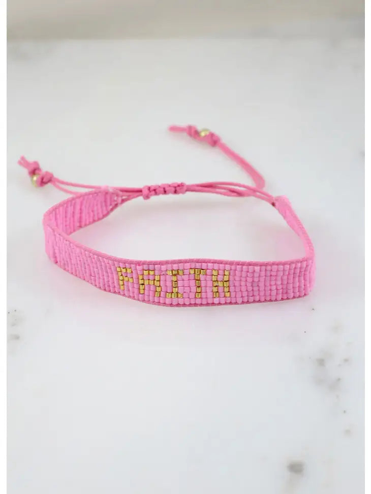 Faith Beaded Pink Bracelet-Bracelets-Deadwood South Boutique & Company-Deadwood South Boutique, Women's Fashion Boutique in Henderson, TX
