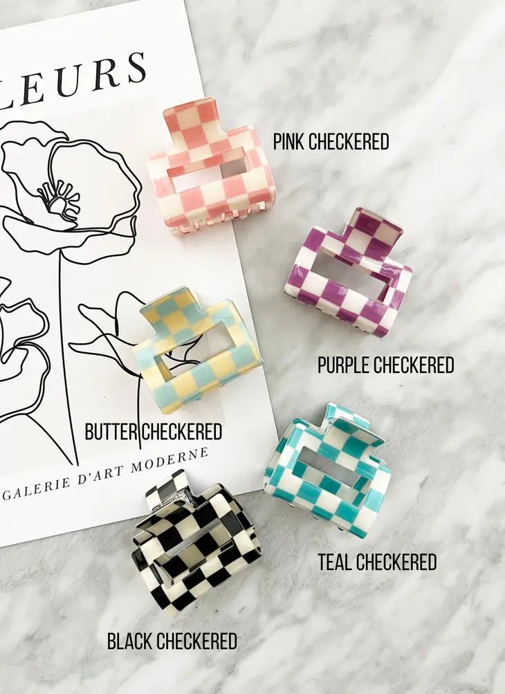 Checkered 2" Hair Claw Clip - Deadwood South Boutique & Company LLC