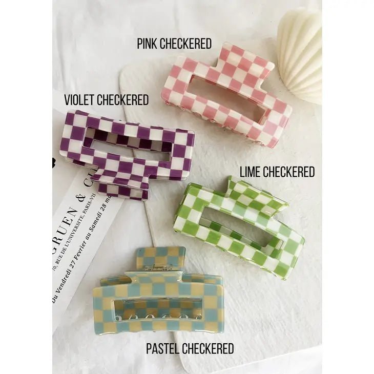 Checkered 4" Hair Claw Clip - Deadwood South Boutique & Company LLC