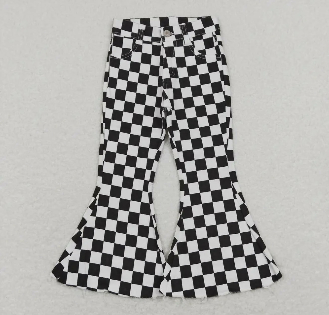 Checkered Denim Adj Waistband Girl Jeans - Deadwood South Boutique & Company LLC