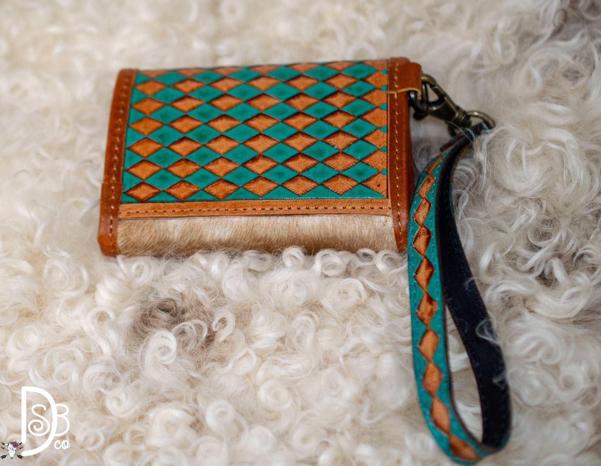 Checkered Leather & Cowhide Wallet - Deadwood South Boutique & Company LLC