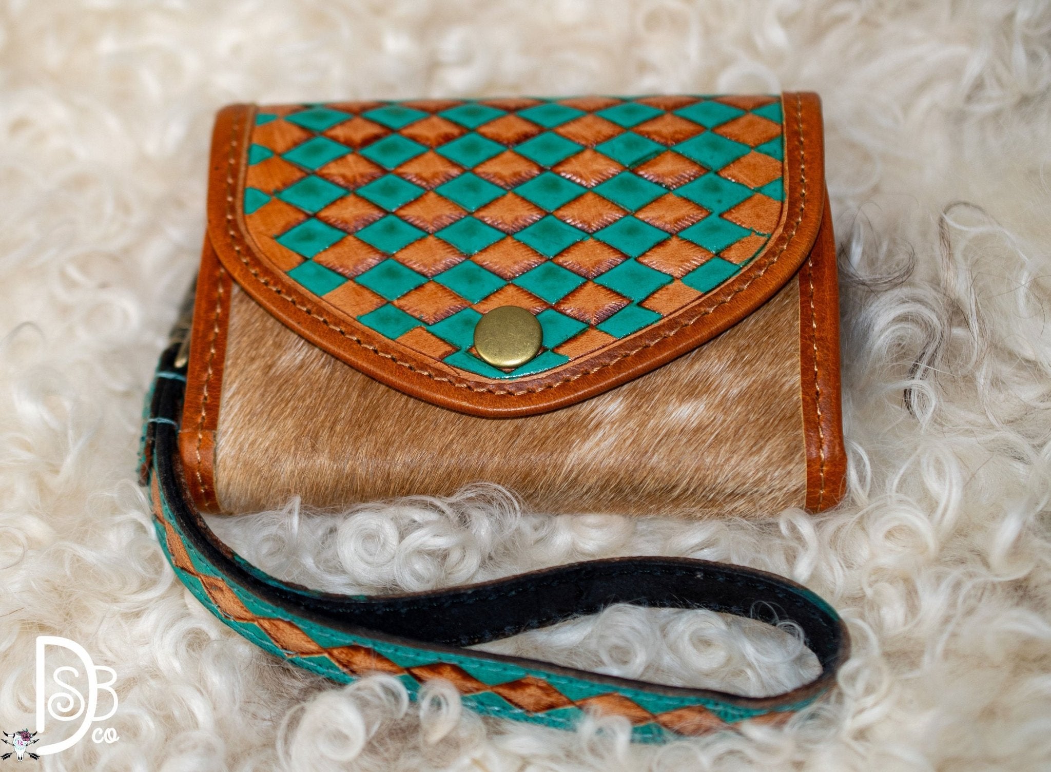 Checkered Leather & Cowhide Wallet - Deadwood South Boutique & Company LLC