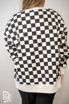 Checkered Oversized Crew Neck - Deadwood South Boutique & Company LLC