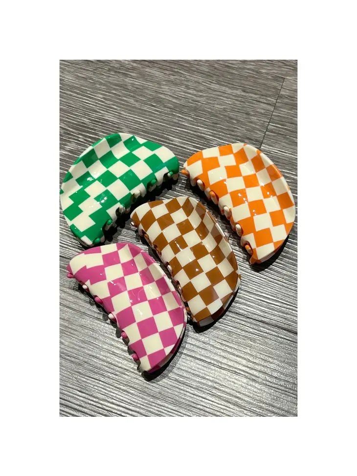 Checkered Woven Hair Clip - Deadwood South Boutique & Company LLC