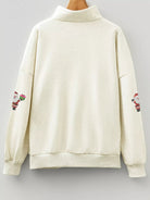 Christmas Striped Patchwork Zip Neck Sequin Santa Gift Sweatshirt - Deadwood South Boutique & Company LLC