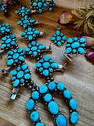 Complete Squash Blossom Set – Kingman Turquoise – Sterling Silver – Navajo Made by Wilson Dawes - Deadwood South Boutique & Company LLC
