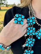 Complete Squash Blossom Set – Kingman Turquoise – Sterling Silver – Navajo Made by Wilson Dawes - Deadwood South Boutique & Company LLC