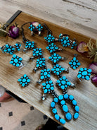 Complete Squash Blossom Set – Kingman Turquoise – Sterling Silver – Navajo Made by Wilson Dawes - Deadwood South Boutique & Company LLC