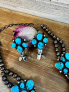 Complete Squash Blossom Set – Kingman Turquoise – Sterling Silver – Navajo Made by Wilson Dawes - Deadwood South Boutique & Company LLC