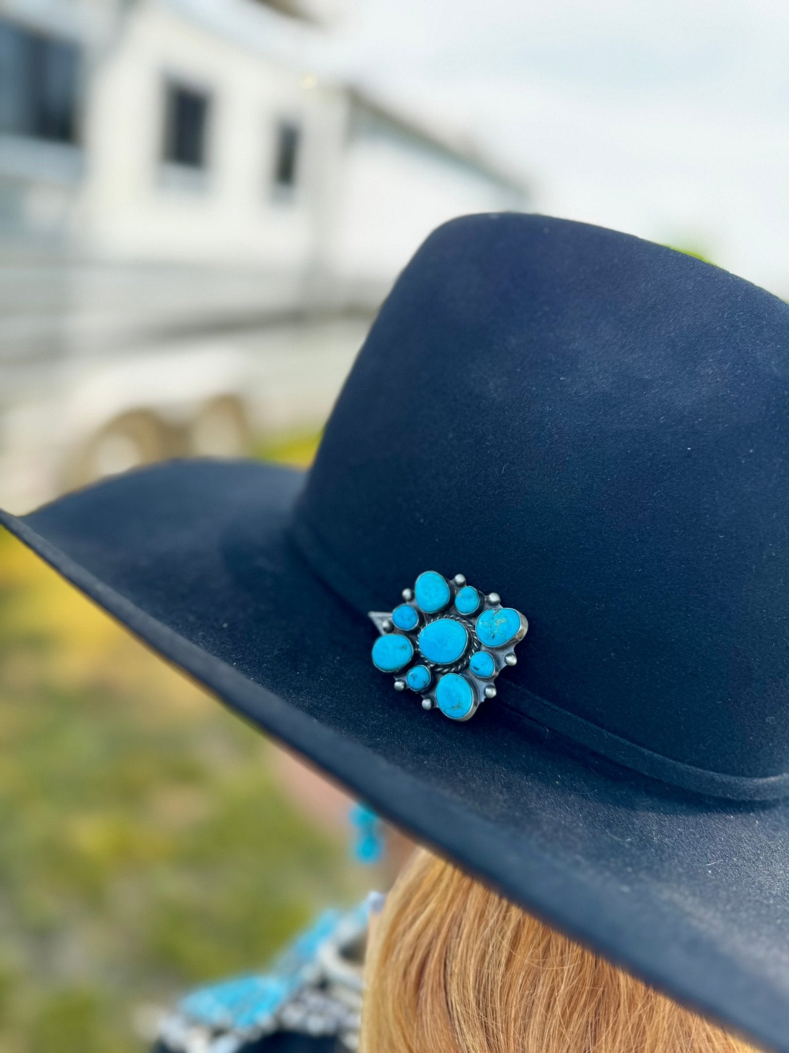 Complete Squash Blossom Set – Kingman Turquoise – Sterling Silver – Navajo Made by Wilson Dawes - Deadwood South Boutique & Company LLC