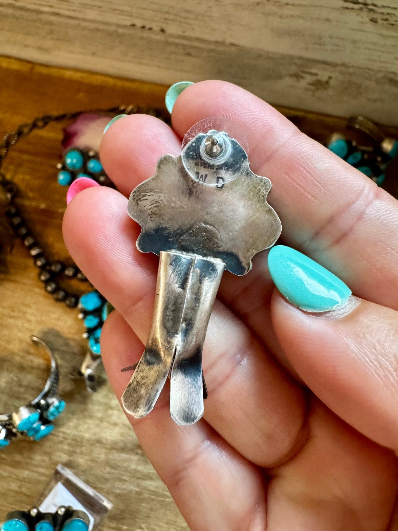 Complete Squash Blossom Set – Kingman Turquoise – Sterling Silver – Navajo Made by Wilson Dawes - Deadwood South Boutique & Company LLC