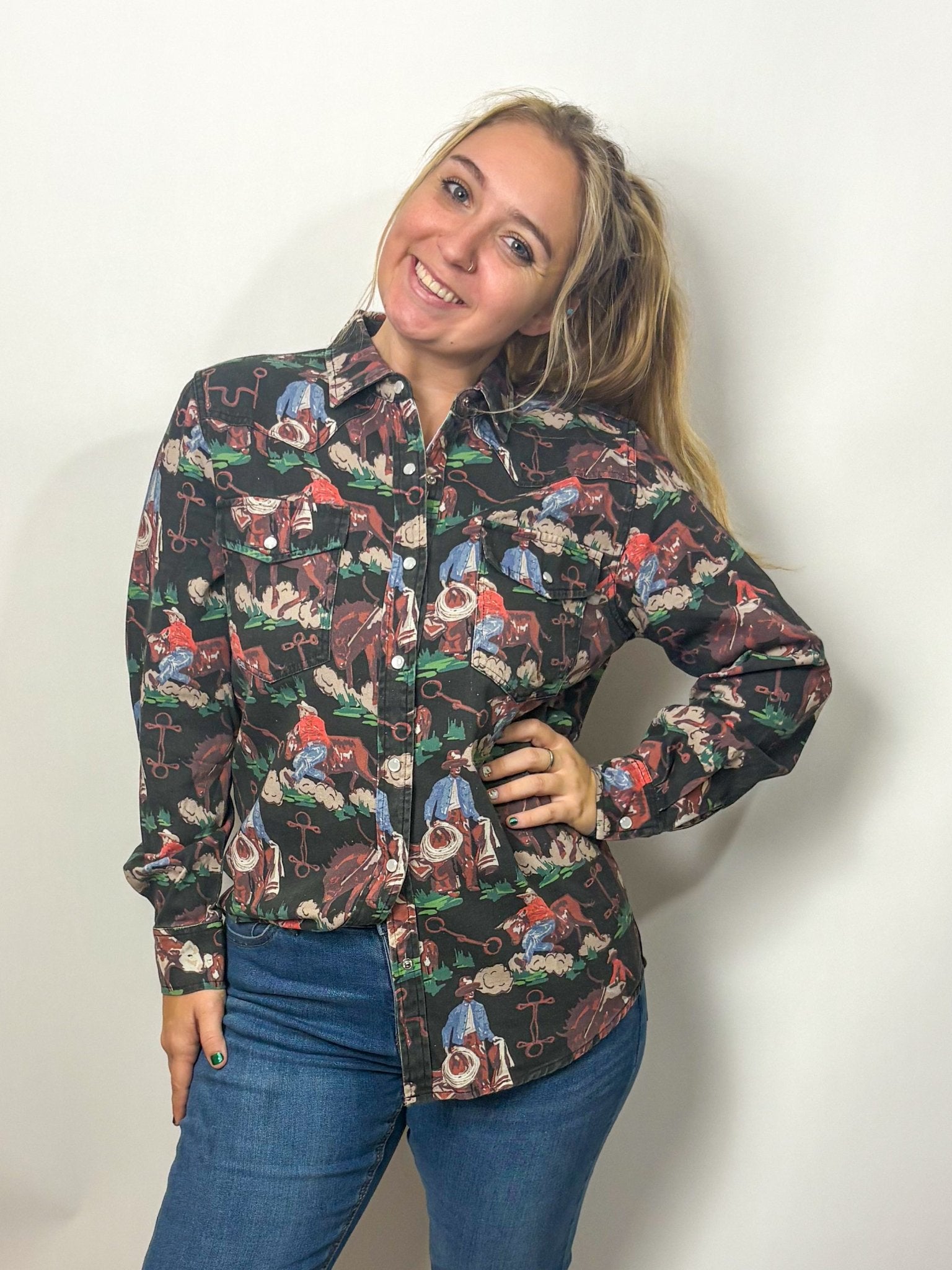 Cowboy Pearl Snap Button Up Long Sleeve - Deadwood South Boutique & Company LLC