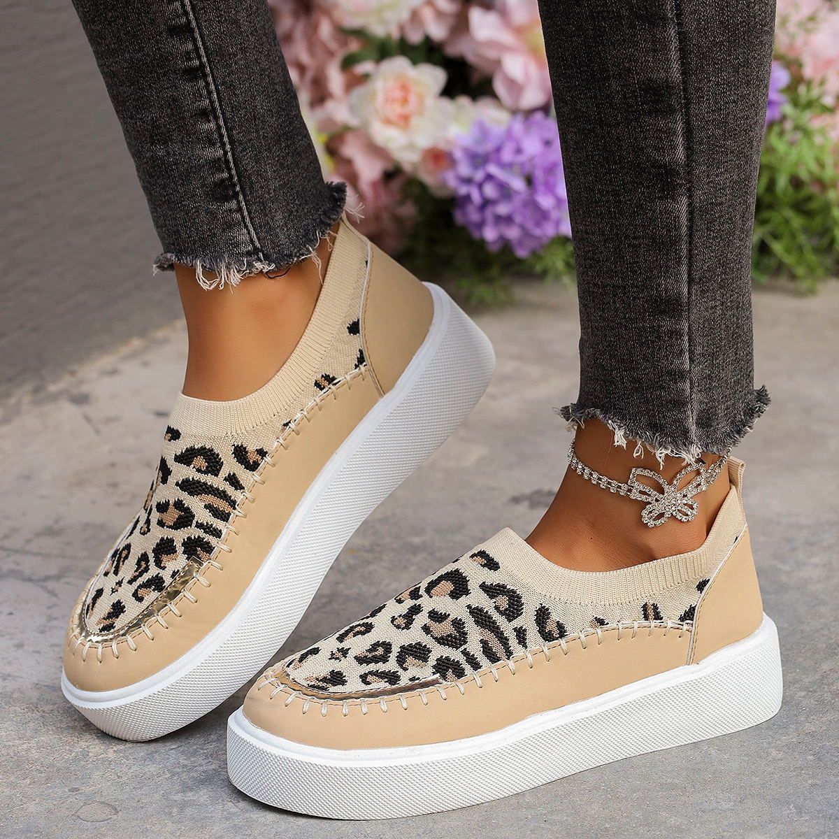 Leopard Round Toe Platform Sneakers-Footwear-Trendsi-Deadwood South Boutique, Women's Fashion Boutique in Henderson, TX