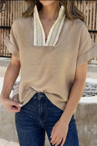 Dawn Crochet Lace Accent Top - Deadwood South Boutique & Company LLC