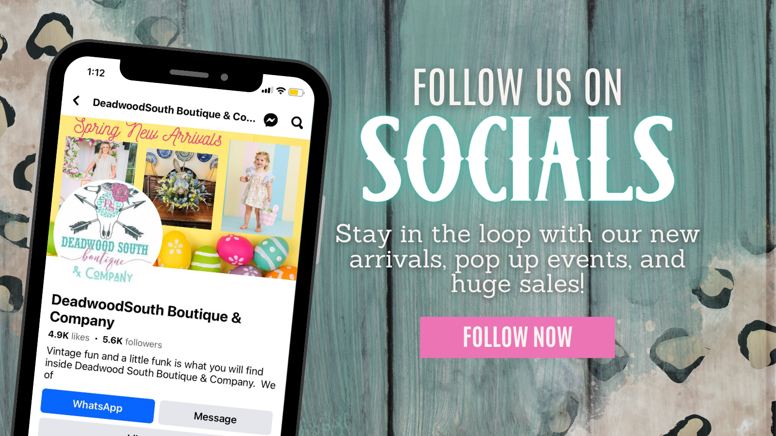 Follow us on Socials | Deadwood South Boutique | Henderson, TX