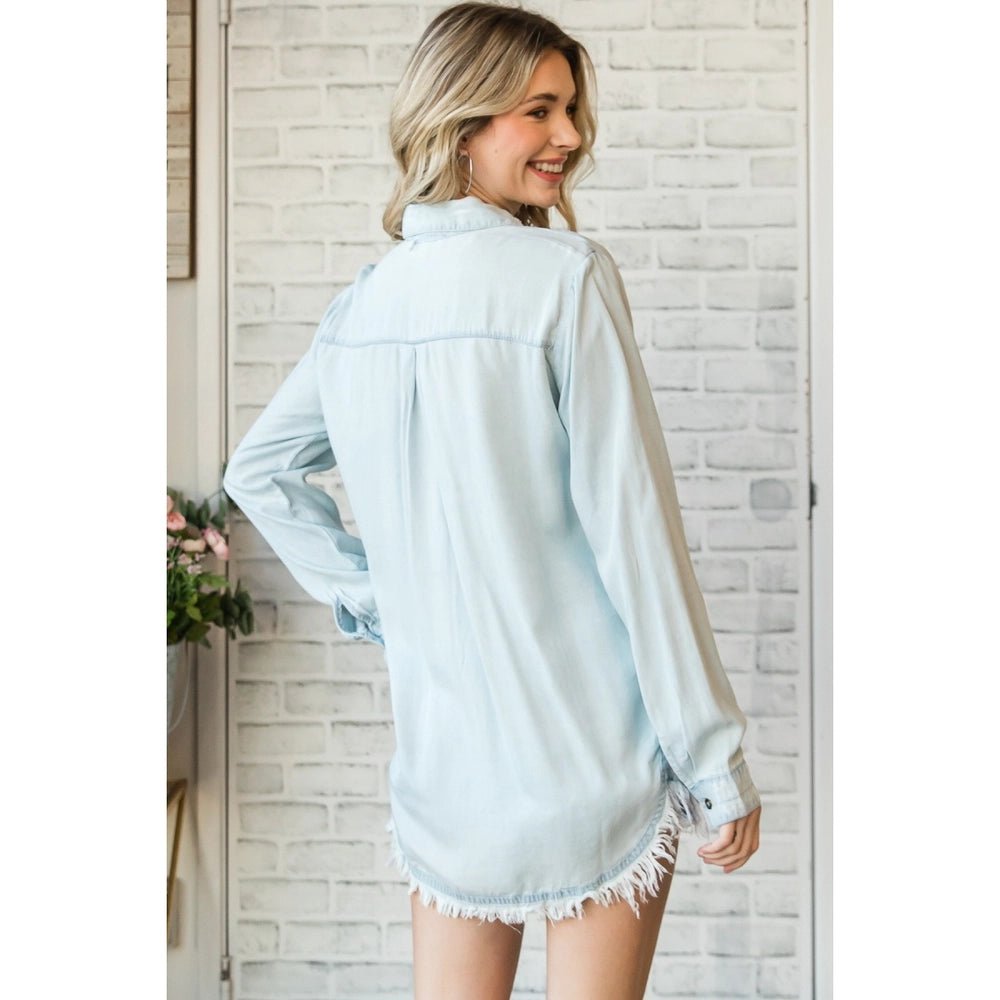 Delilah Denim Button Down Top - Deadwood South Boutique & Company LLC