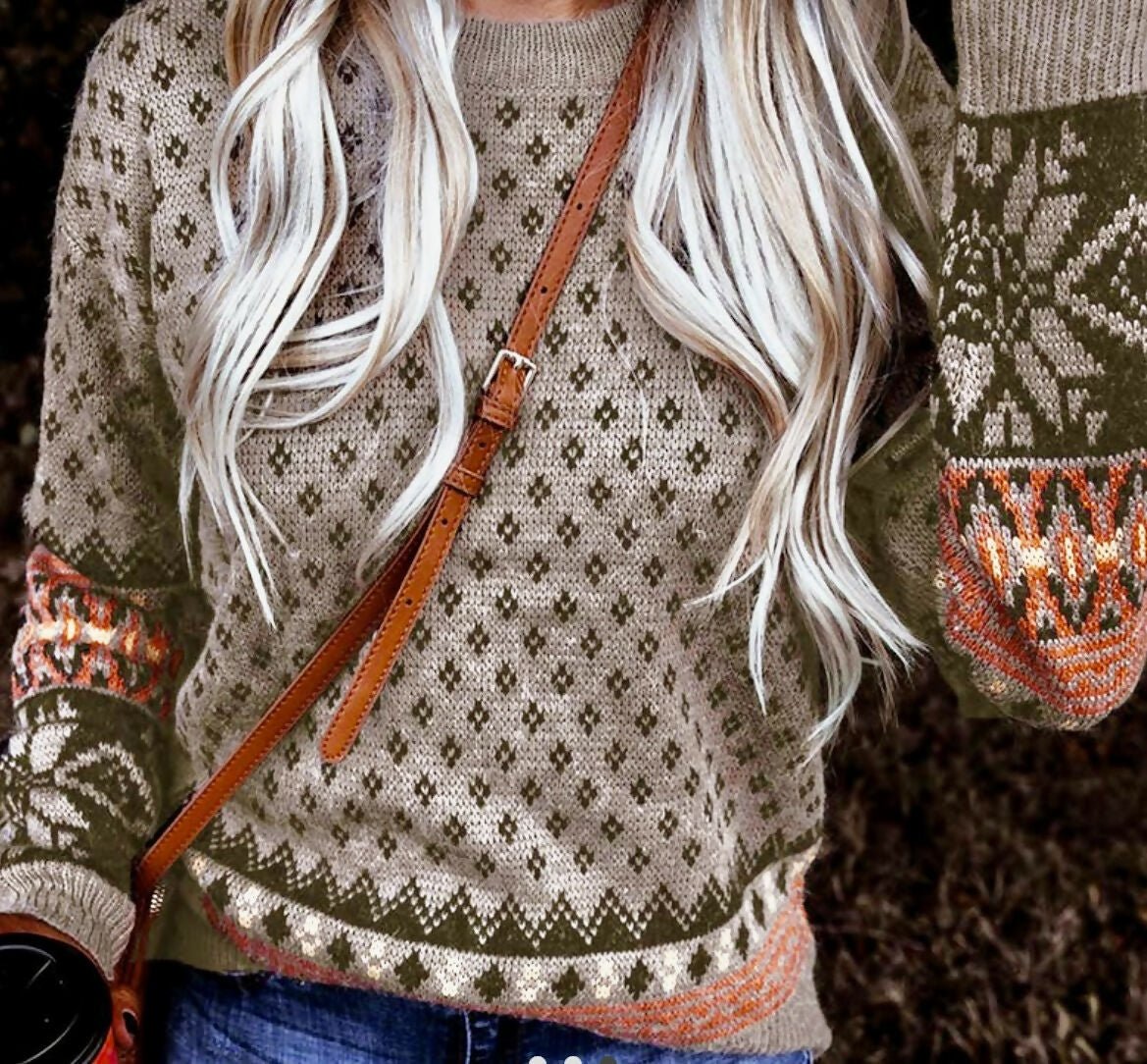 Desert Print Pullover Sweater - Deadwood South Boutique & Company LLC