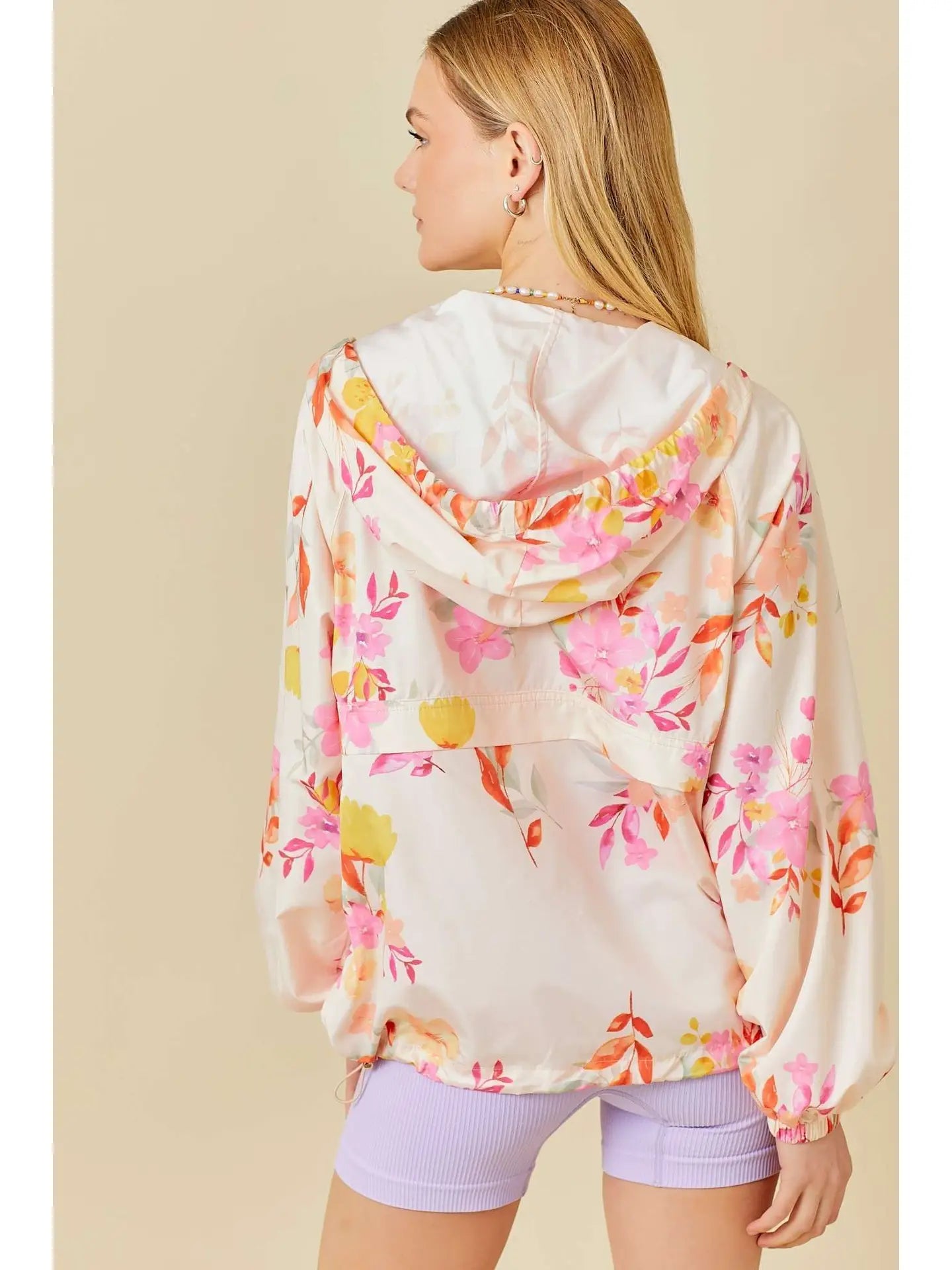 Floral Hooded Windbreaker-Windbreakers-Deadwood South Boutique & Company-Deadwood South Boutique, Women's Fashion Boutique in Henderson, TX