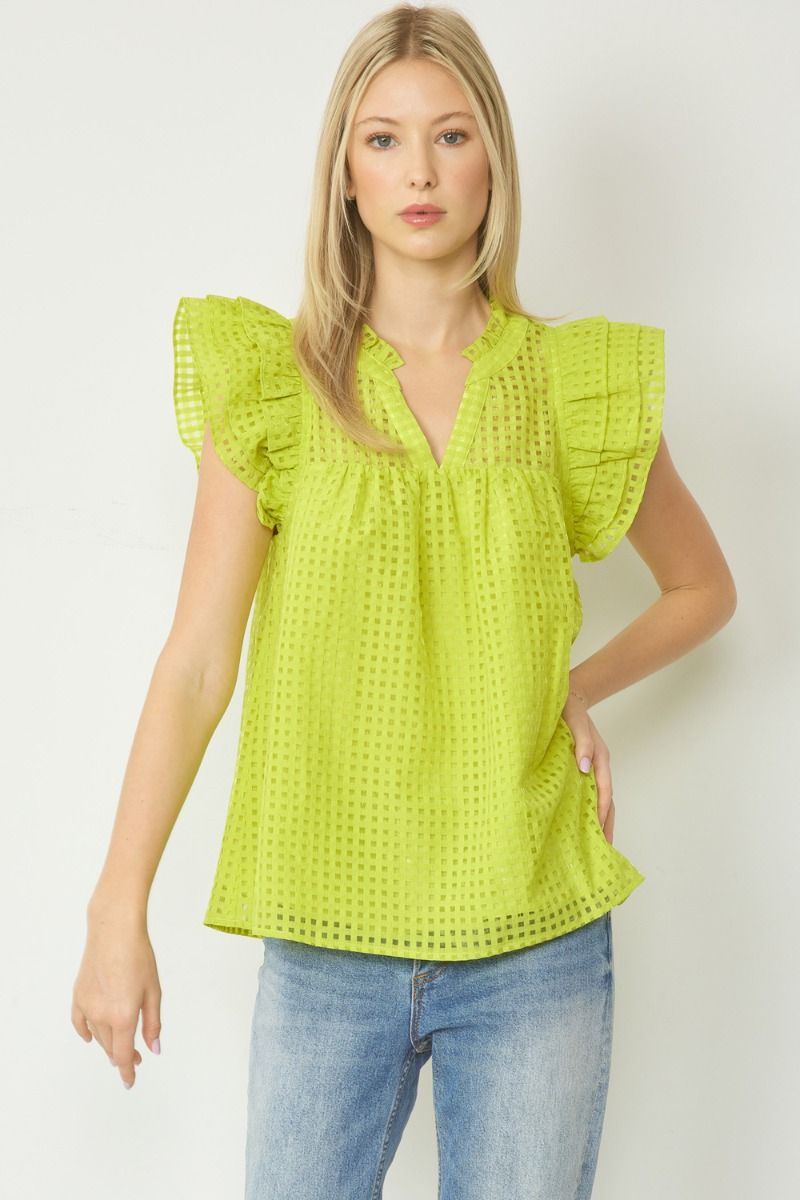 Crystal Ruffle Sleeve Top-Tops & Tees-Deadwood South Boutique & Company LLC-Deadwood South Boutique, Women's Fashion Boutique in Henderson, TX