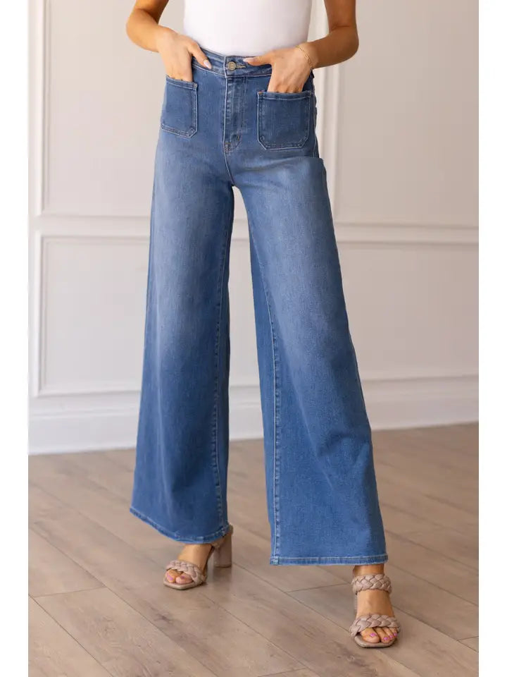 The Matilda Medium Wash Wide Leg-Jeans-Deadwood South Boutique & Company LLC-Deadwood South Boutique, Women's Fashion Boutique in Henderson, TX