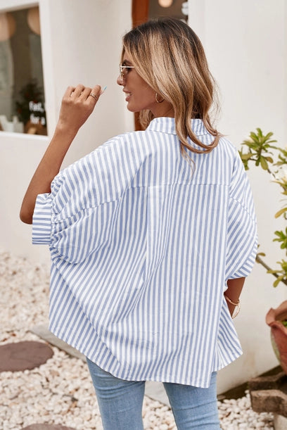 Dolman Stripped Oversized Shirt-Tops & Tees-Deadwood South Boutique & Company LLC-Deadwood South Boutique, Women's Fashion Boutique in Henderson, TX