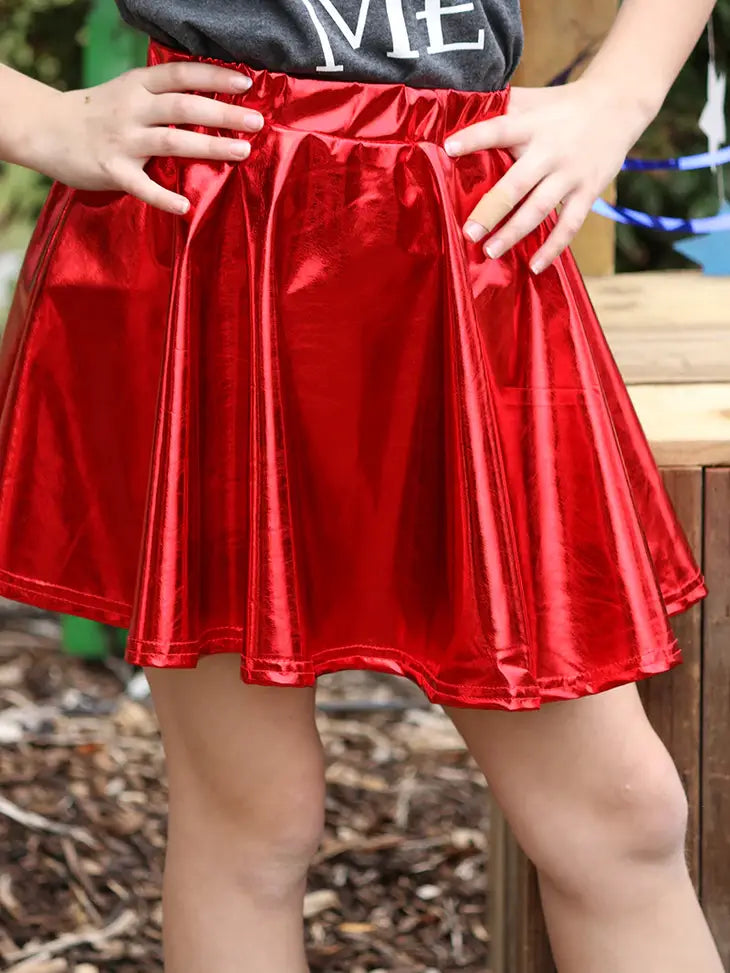 Rebel Red Metallic Kids Skirt