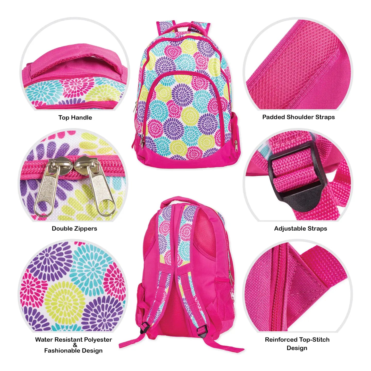 Pink Flower Power Backpack Set-Bags & Purses-Deadwood South Boutique & Company LLC-Deadwood South Boutique, Women's Fashion Boutique in Henderson, TX