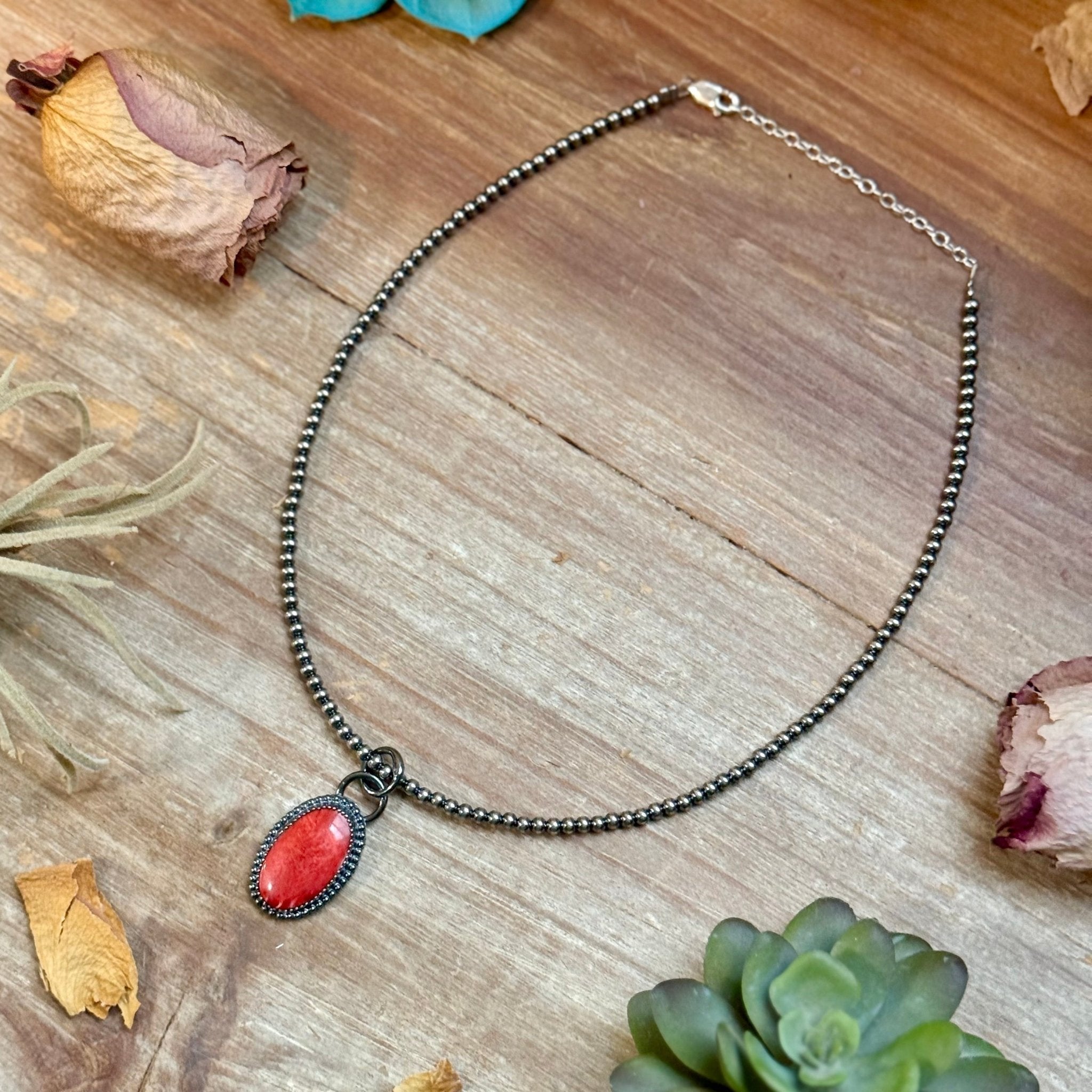 FREE Sterling Silver Pearl Necklace + MJ Oval Red Spiny Oyster Pendant - Deadwood South Boutique & Company LLC