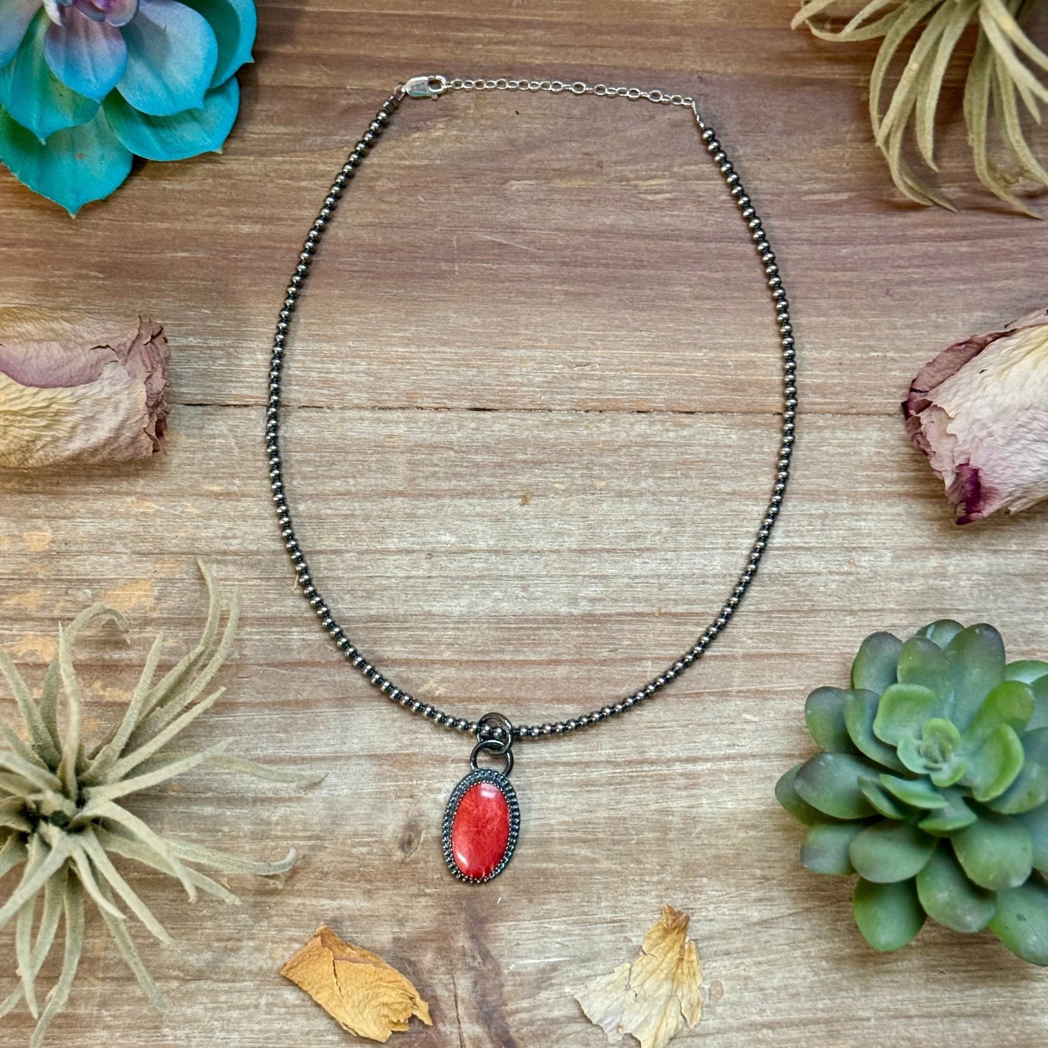 FREE Sterling Silver Pearl Necklace + MJ Oval Red Spiny Oyster Pendant - Deadwood South Boutique & Company LLC