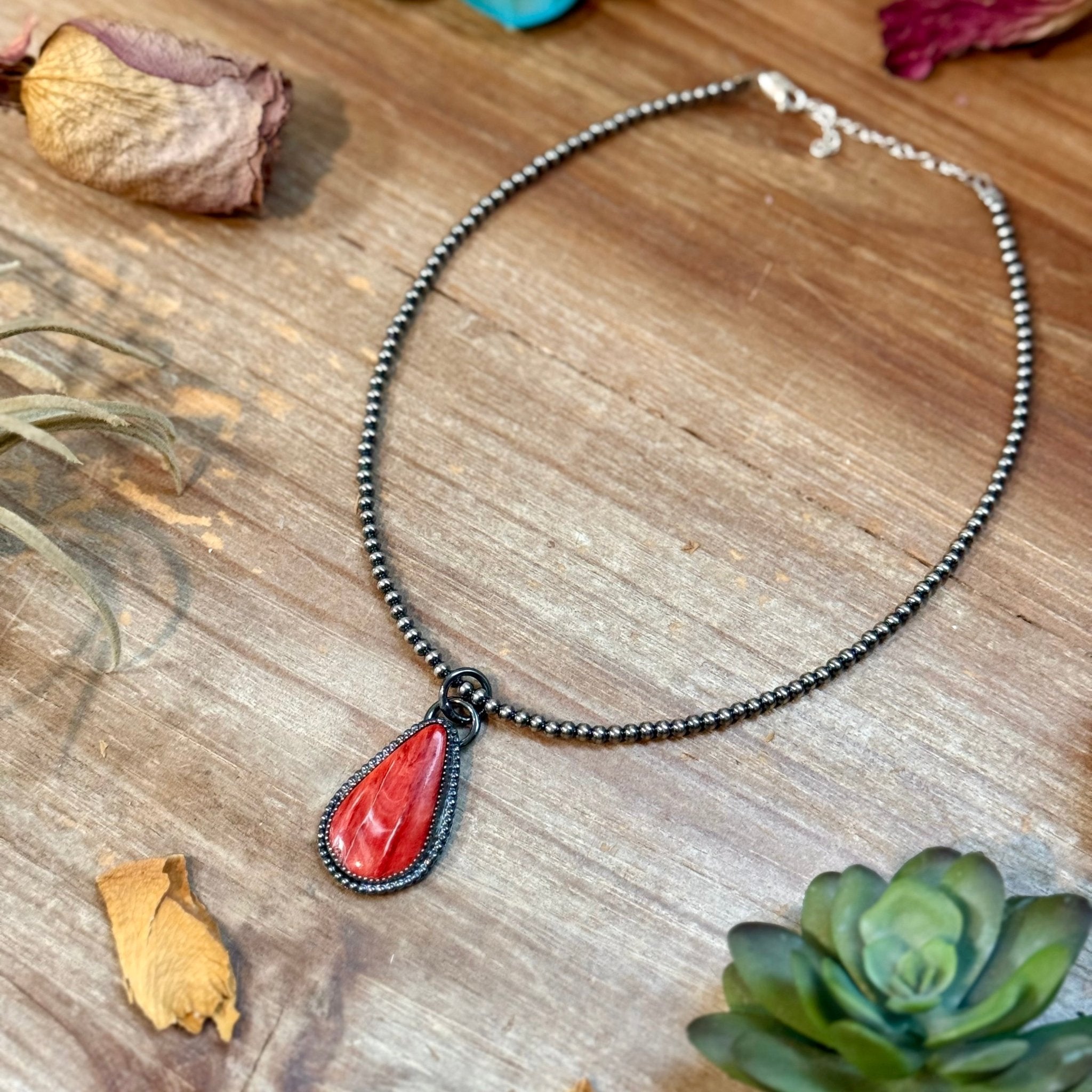 FREE Sterling Silver Pearl Necklace + MJ Red Spiny Oyster Teardrop Charm - Deadwood South Boutique & Company LLC