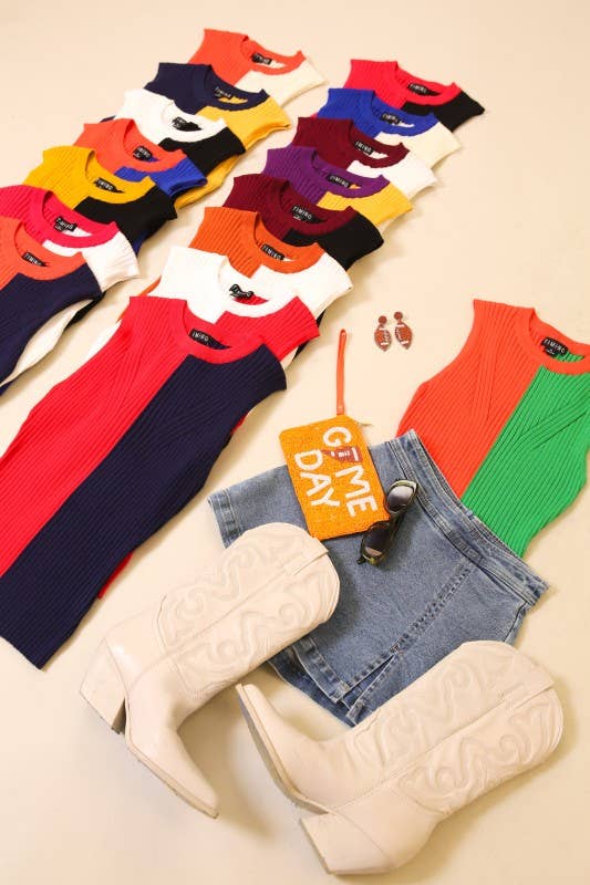 Game Day Color Block Ribbed Top - Deadwood South Boutique & Company LLC