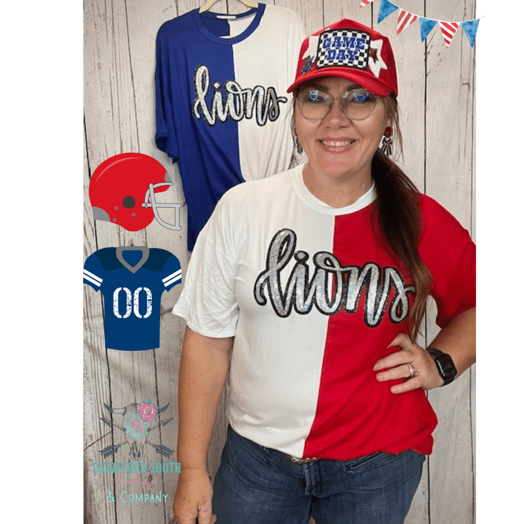 Game Day Sequin Lions Top - Deadwood South Boutique & Company LLC