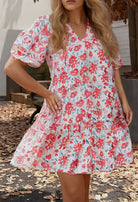 Garden Print V - Neck Dress - Deadwood South Boutique & Company LLC