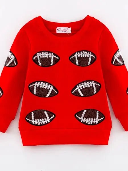 Girls Game Day Sequin Football Sweatshirt - Deadwood South Boutique & Company LLC