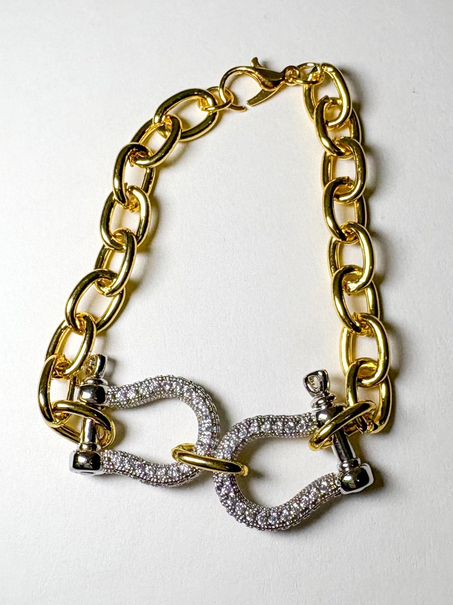 Gold & Rhinestone Bit Bracelet - Deadwood South Boutique & Company LLC