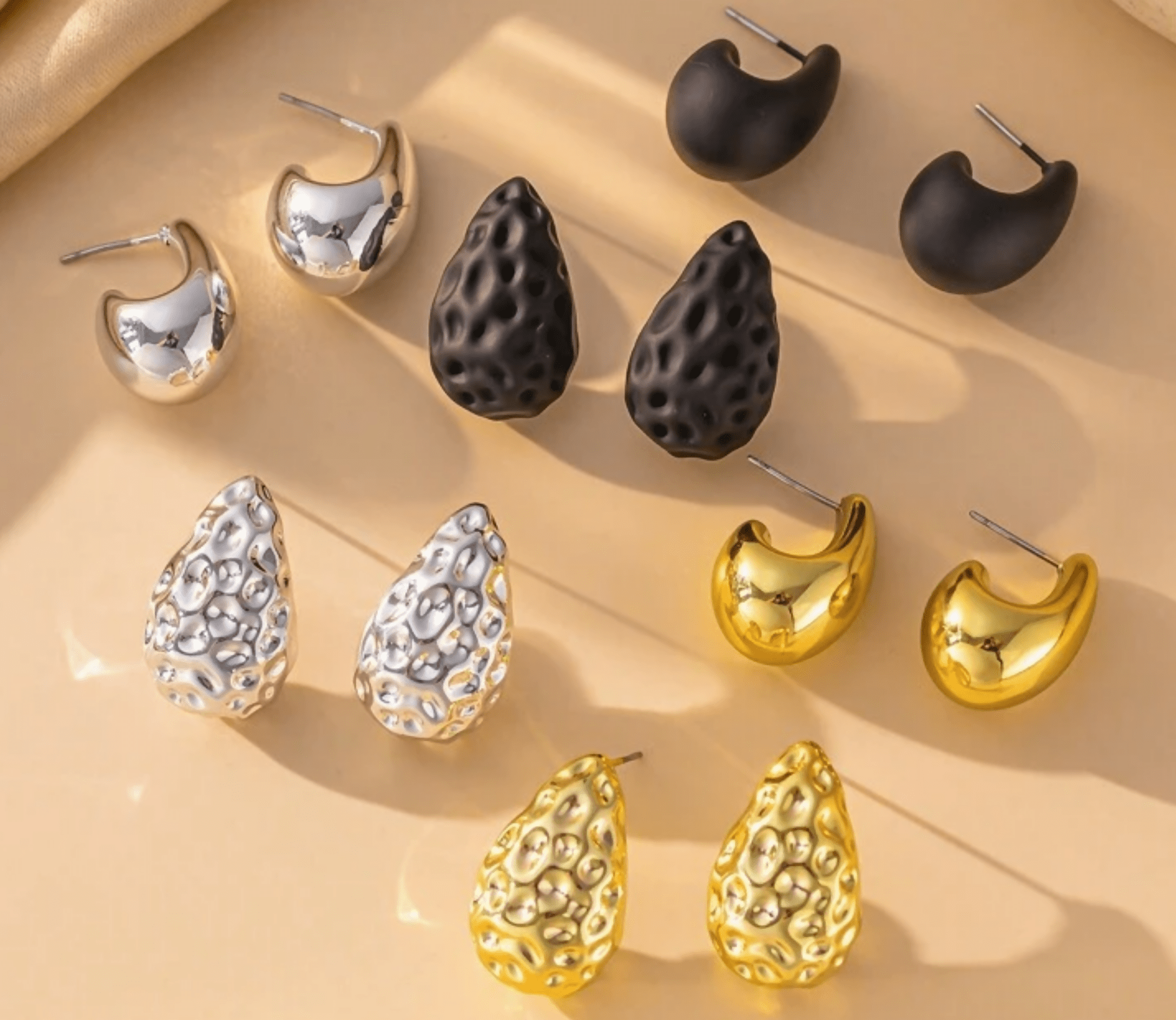 Hammered & Smooth Water Drop Stud - Deadwood South Boutique & Company LLC
