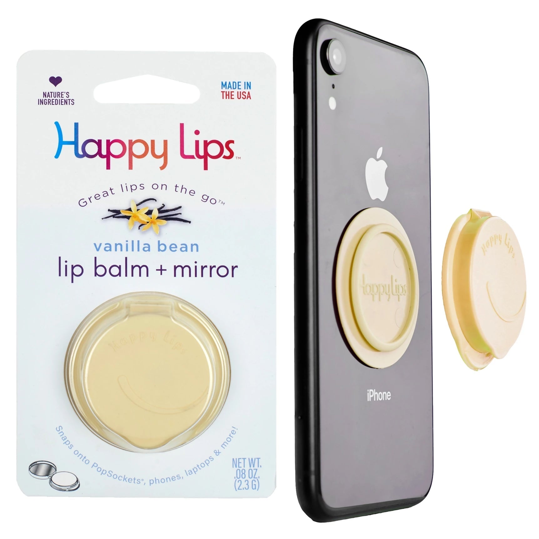 Happy Lips –Lip Balm W/Mirror, Vanilla Bean - Deadwood South Boutique & Company LLC