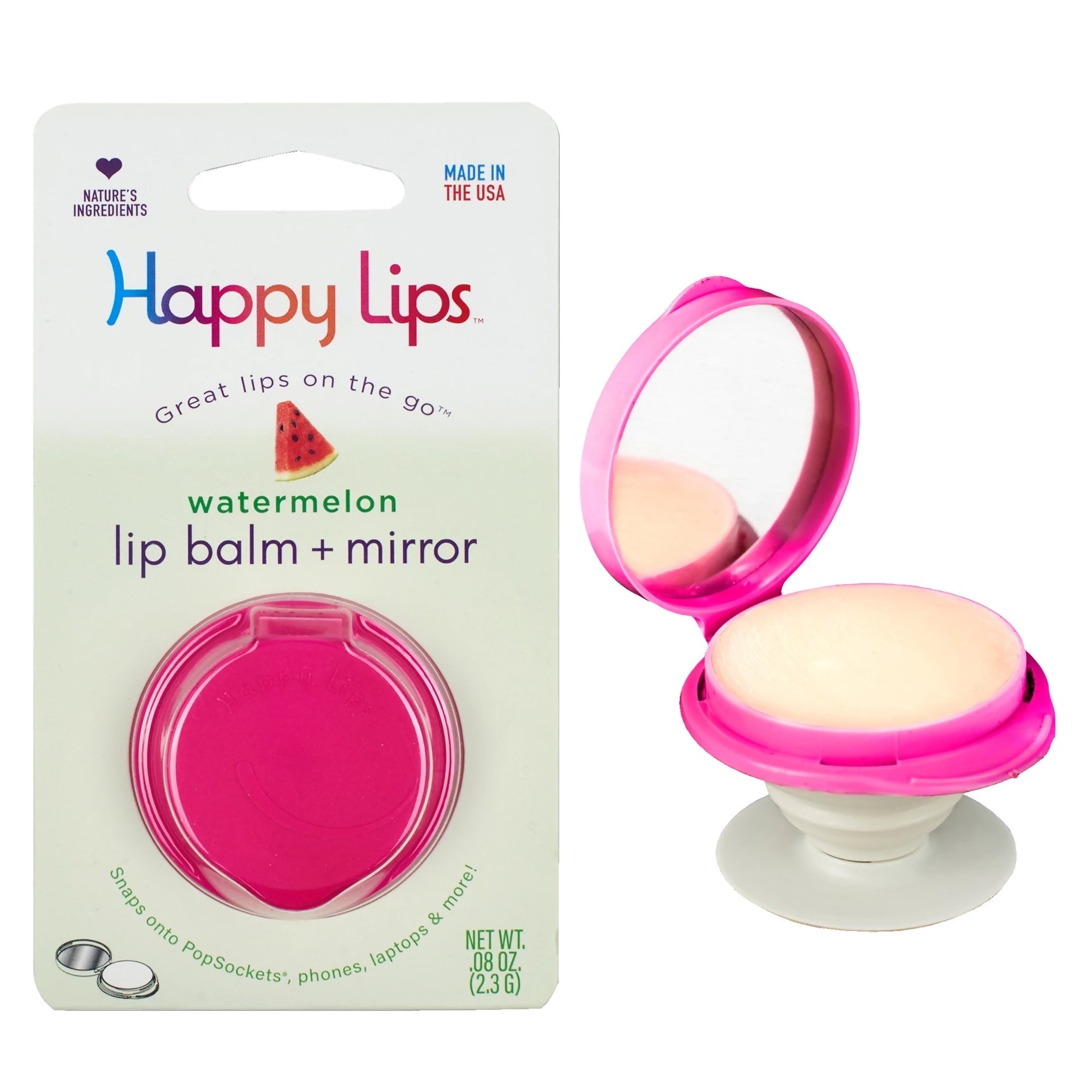 Happy Lips –Lip Balm W/Mirror Watermelon - Deadwood South Boutique & Company LLC